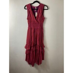 By Anthropologie Smocked Maroon Maci Dress Sz S